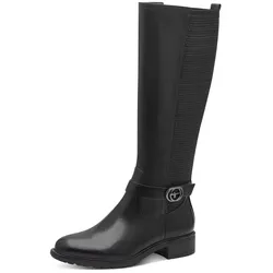 Stiefel TAMARIS, Damen, Gr. 40, XS-Schaft, schwarz, Leder, Lederimitat, unifarben, modisch, Schuhe, Blockabsatz, Langschaftstiefel mit XS-Schaft und Stretchfunktion