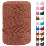 LEREATI Polyester Garn 3mm x 170m, Makramee Garn 3mm Geflochten Makramee Schnur Bunt, Macrame Cord 3mm Farbig für Geschenk, Häkeltasche, Umhängetasche, Platzteller, Wohndekorationen (Hellbraun)
