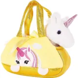 Brubaker Einhorn Weiß - 20 cm - Plüschtier in Handtasche - Stofftier Kuscheltier - Gelb