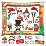 Yuning Weihnachten Aufblasbare Fotorahmen mit 38 Stück Foto Requisiten, Weihnachtsdeko Photo Booth Props, Requisiten Weihnachtsfeier Fotobox Accessoires Fotorequisiten für Weihnachten Partyzubehör