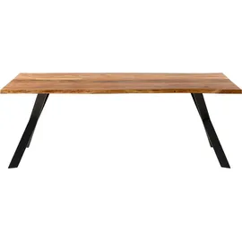 MASSIVMOEBEL24.DE Baumtisch Akazie 240 x 76 x 100 cm natur lackiert/schwarz