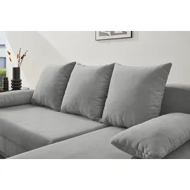 Jockenhöfer Ecksofa Starlight L-Form Polyester mit Bettfunktion 3-Sitzer Grau
