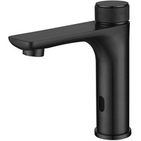 XJTNLB Sensor Wasserhahn Bad Waschtischarmatur Infrarot Sensor Bad Armaturen Waschbecken Einhebelmischer für Badezimmer Schwarz