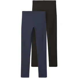 NAME IT 2er-Pack Leggings 'Vivian' | Schwarz,Dunkelblau - 134/140