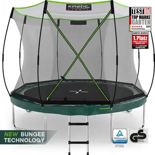 Kinetic Sports Bungee Safety Elite Gartentrampolin mit AirMAXX Technologie 244 cm dunkelgrün/silber