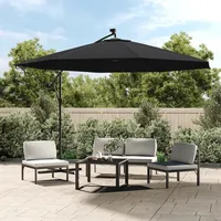 VidaXL Ampelschirm mit Led-Beleuchtung Stahl-Mast Schwarz 350 cm Vidaxl