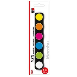 6 Marabu Neon Acrylfarben farbsortiert