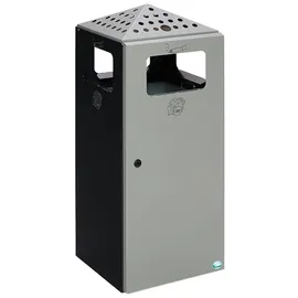 Proregal Eckiger Kombiascher mit Einflügeltür Deckel |80 Liter, HxBxT 92 x 40 x 40 cm Edelstahl Grau