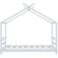 vidaXL Hausbett Kinderbett 70 x 140 cm Kiefer massiv weiß
