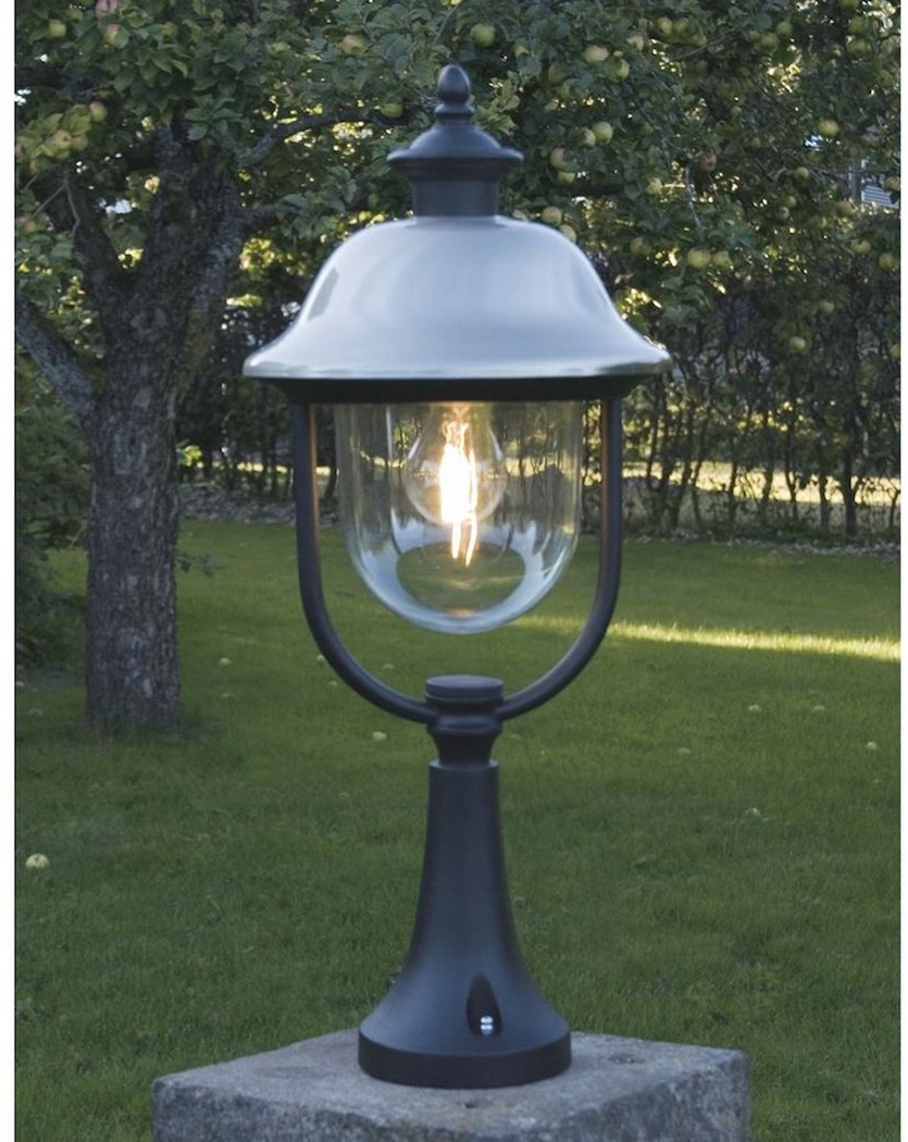 KONSTSMIDE LED Sockelleuchte, LED wechselbar, Warmweiß, Garten-laterne Landhausstil, Garten-wegbeleuchtung beleuchten, H: 54cm schwarz|silberfarben