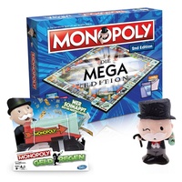 Winning Moves Spiel, Brettspiel »Monopoly Mega 2nd Edition (neue Auflage 2020) + Geldregen + Mr.Monopoly Plüsch«, mit Tempowürfel beige