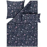 Estella Bettwäsche Linda 135 x 200 cm Satin Blau Dunkelblau