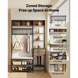 Vevor Multifunktionale Flurgarderobe 120 x 40 x 180 cm Braun