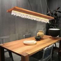 GLOBO LED Hängeleuchte, Holz, Kristalldeko, schwarz, braun, H 145