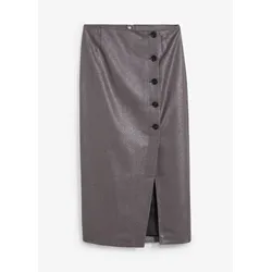 bonprix Midirock mit Glanzdruck, grau, 38
