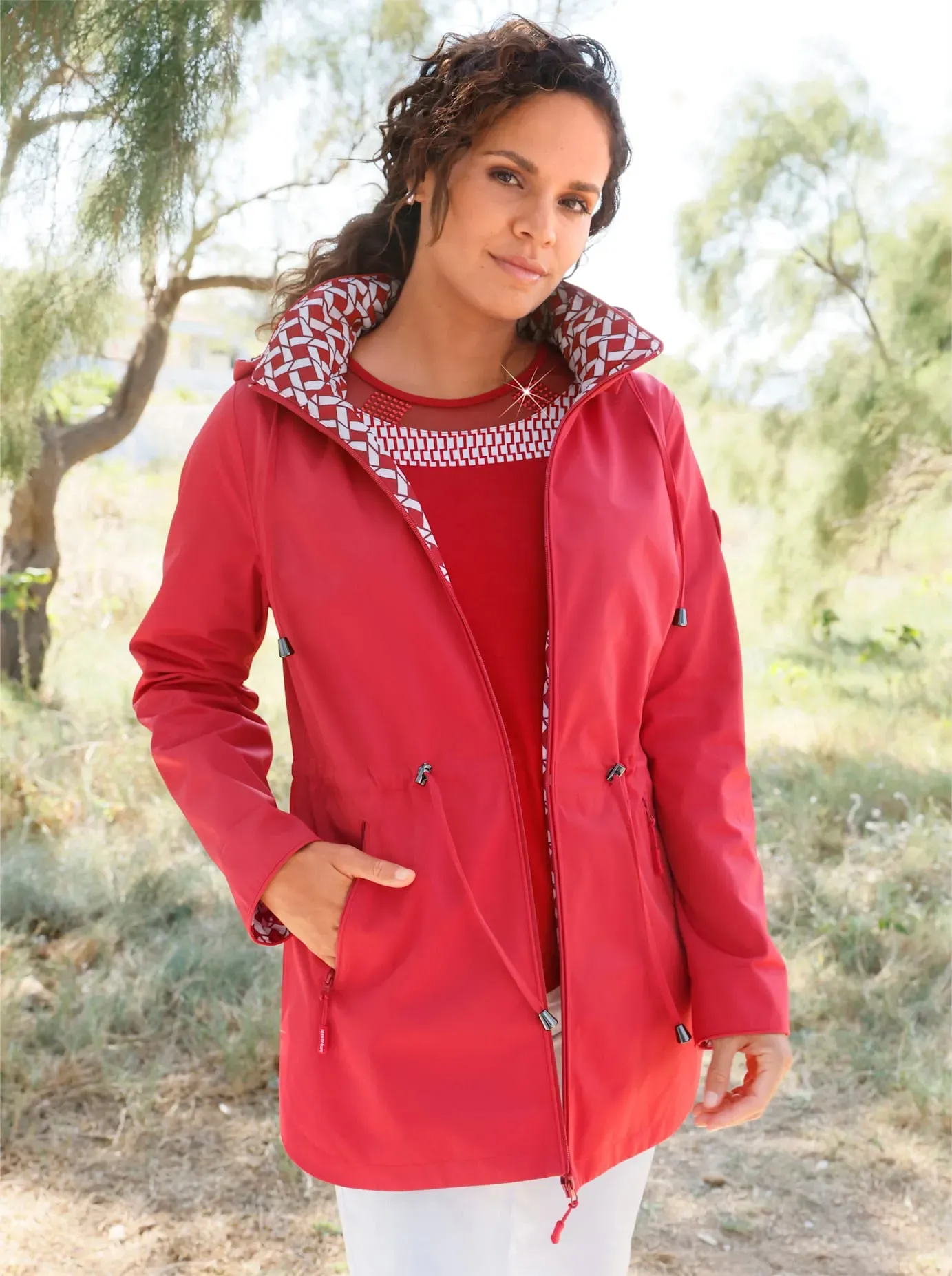 Funktionsjacke CASUAL LOOKS, Damen, Gr. 26, rot, 100% Polyester, unifarben, Jacken Funktionsjacke