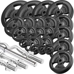 Hantelstangen gummierte Tri-Grip Hantelscheiben Set 172 kg One Size