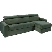 Ecksofa mit Matratze - Ecke wechselbar - Cord - Grün - Liegefläche 160 cm - Matratze 22 cm - Memory Schaum - VIZIR