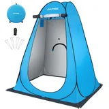 OUUTMEE Duschzelt, Camping Toilettenzelt, Tragbarer Pop Up Umkleideraum, Mobiler Strandumkleidezelt, Outdoor WC Zelt, UV-Schutz, Wasserabweisend Umkleidezelt für Wandern, 150x150x190cm (Blau)