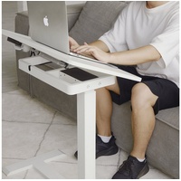 KOWO Laptoptisch Bett- und Beistelltisch mobil, Höhenverstellbar Laptoptisch Elektrisch, Modern C Form Beistelltisch, 70 x 40 x (67-108) cm (B x T x H) weiß