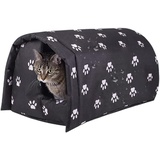 POFH Katzenhaus Outdoor Winterfest, Winter Warm Katzenhaus, Wasserdichtes Hundehaus Haustierkäfig, Haustierhaus Im Freien, Verdicktes Faltbares Katzenzelt (Color : Schwarz, Size : XL:60x43x40cm)