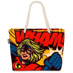 VOID Strandtasche (1-tlg), Pop Art Superheldin Pop Art Superheldin Frauen me too weiblich Mädche bunt