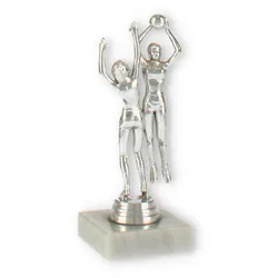 Pokal Kunststofffigur Basketball Damen silber auf weißem Marmorsockel 17,0cm LE
