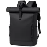 BJIAX Rolltop Rucksack Damen Herren Groß Laptop Rucksack Wasserdichter mit Computerfach 17,3 Zoll Rucksäcke Schulrucksack 24L/32L Wasserfester Reiserucksack Handgepäck Flugzeug Arbeit Reisen Schwarz