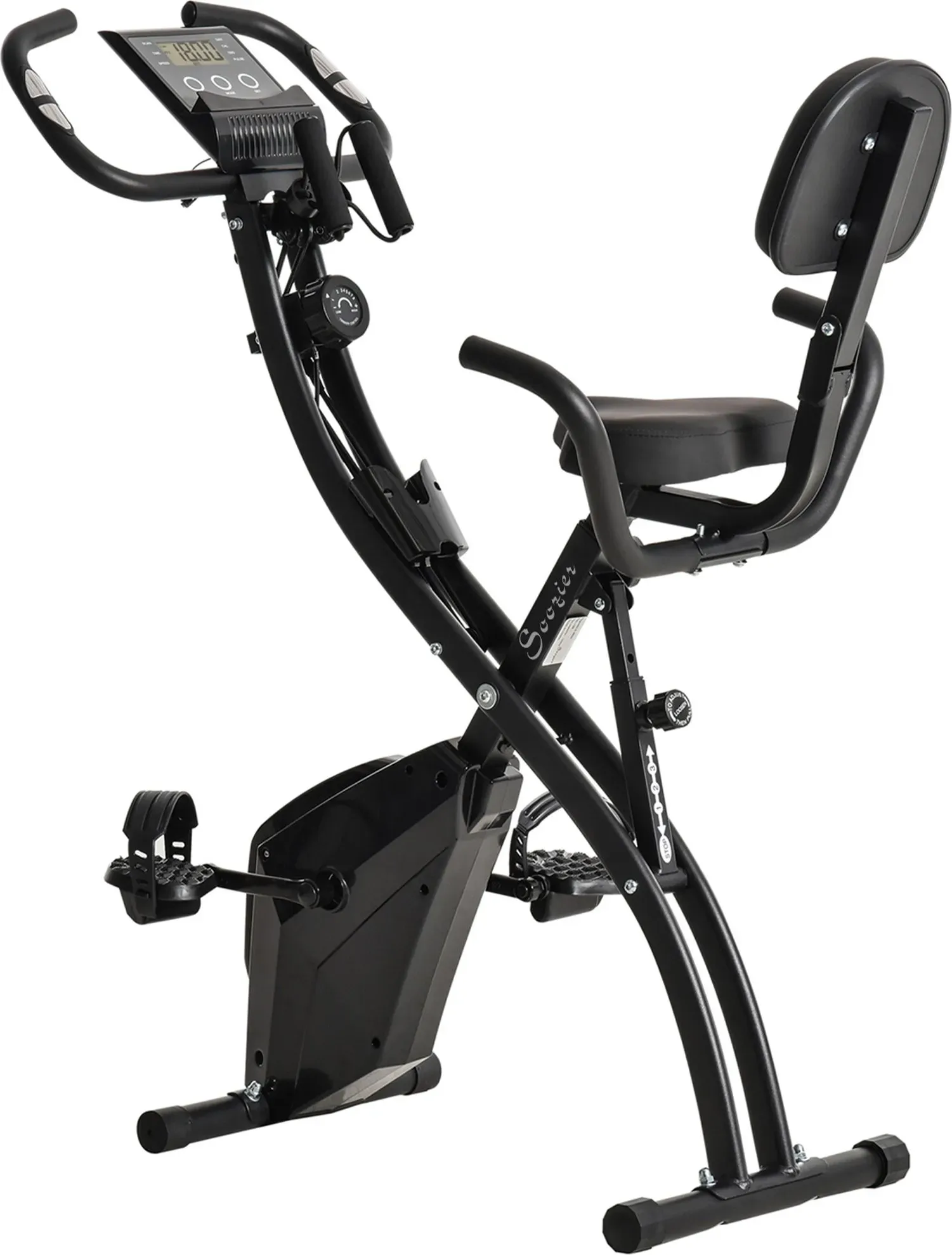 HOMCOM Heimtrainer, 2-in-1 Fahrradtrainer, Hometrainer, klappbarer Trimmrad mit 8 stufig einstellbarem Magnetwiderstand, 1 Paar Spannseil  Aosom