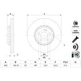 Bosch Bremsscheibe BOSCH 0 986 479 G35 vorne, belüftet, hochkarbonisiert, 1 Stück