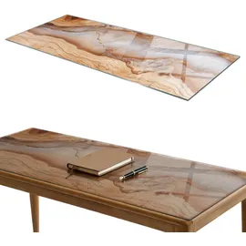 Tulup Tischplatte Rechteckig 125 x 50 cm Glas Holz im Einklang mit Harz beige