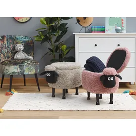 Beliani Hocker Sheep Stoff 55 x 40 x 35 cm Rosa