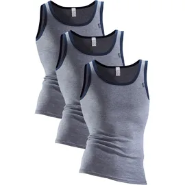 CLIPPER Unterhemd »Tanktop für Herren«, (3 St.), modische Optik: Jeans meliert, tolle Baumwoll-Qualität, Gr. 6, marine, , 303564-6