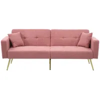 BlingBin Schlafsofa Big-Sofa Loungesofa Länge 175CM, 1 Teile, Schlafsofa mit Sherpa-Stoff und Schwammfüllung rosa