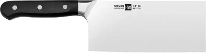 Huohou Schneidemesser (HRC 53–58) – deutscher 1.4116 Edelstahl, Cr-Mo-V-Klinge, 8-Stufen-V-Schliff, ABS-Griff mit 430 Nieten, nahtlos verschweißt, langlebig und hygienisch