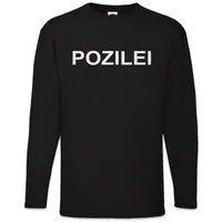 Urban Backwoods Langarmshirt Pozilei Langarm T-Shirt Polizei Fun Kostüm Fasching Karneval (1-tlg) Verkleidung Fastnacht Fassenacht Faschings-Shirt Helau schwarz 3XL
