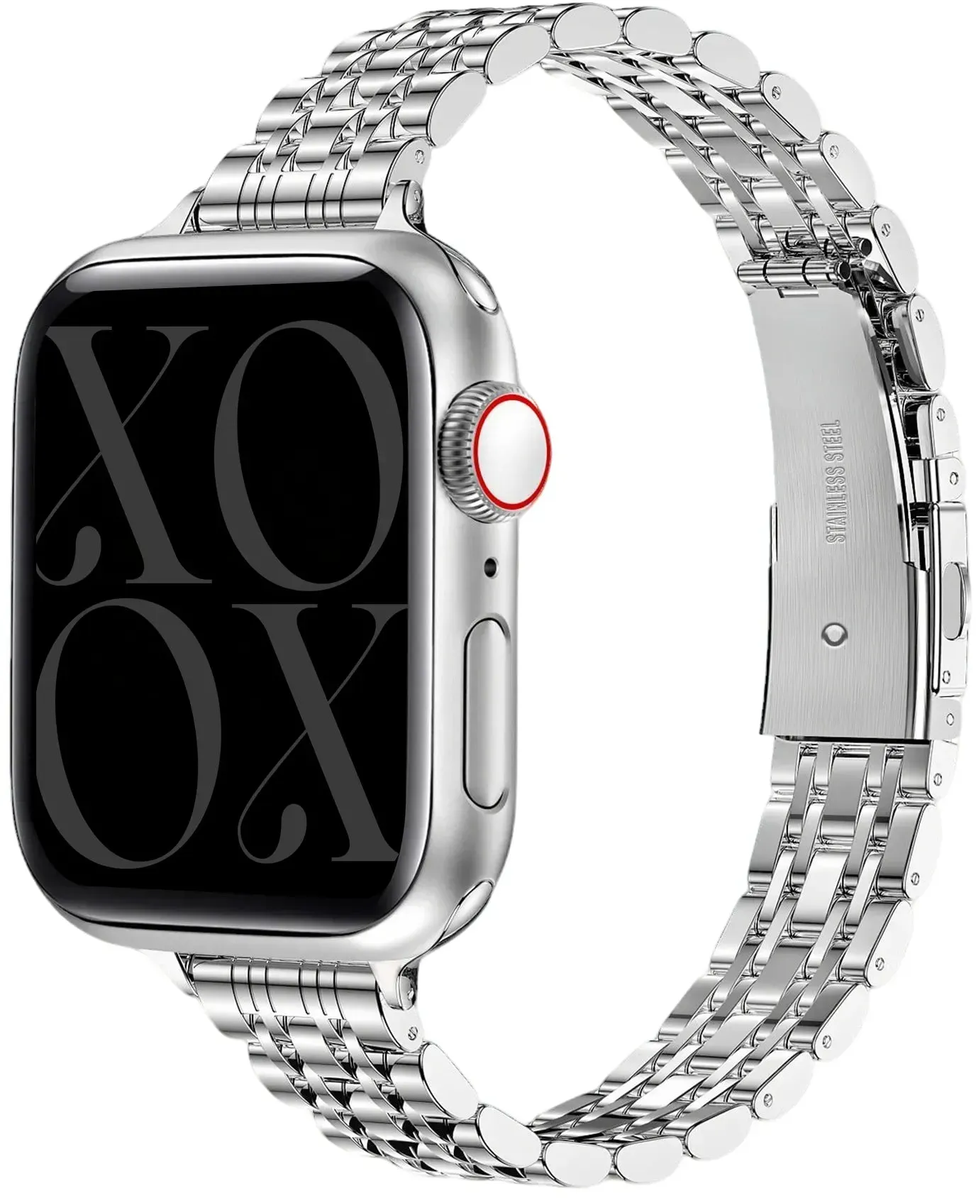 xoxo Wildhearts Apple Watch Armband Stahl 'Slim' für Apple Watch -  41mm - Silber - Butterfly-Verschluss