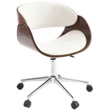 Miliboo Design-Stuhl auf Rollen Weiß und Nussbaum BENT