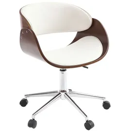 Miliboo Design-Stuhl auf Rollen Weiß und Nussbaum BENT