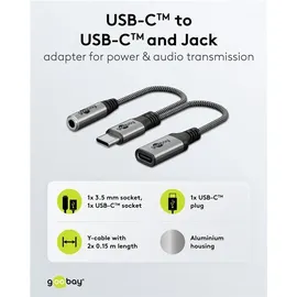 goobay Adapter USB-CTM auf USB-CTM und Klinke, 3,5 mm AUX 74524