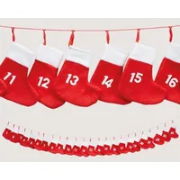 Adventskalender 140x10x12cm, Socken ca. 10x12cm - Rot/Weiß