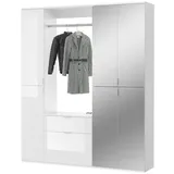 Inn.Furn Garderoben-Set SystemX, (Flurgarderobe in weiß Hochglanz, 152 x 193 cm), Komplett-Set mit variabler Inneneinteilung