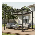 HOMALL Pavillon Pergola 3x3/3x4m Gartenpavillon Pavillon mit Aluminiumrahmen, (Terrassenüberdachung mit Magnetbefestigung für Garten), Manuell verstellbares Schiebedach 300 cm x 300 cm
