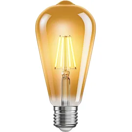ledscom.de E27 LED Leuchtmittel, ST64, extra warmweiß (2200 K), 4 W, 489lm, goldfarben