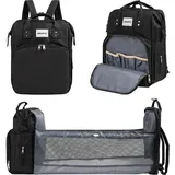barmøya Wickelrucksack 2-in-1 Rucksack | Wickelablage | wasserabweisend, geräumig, mit Laptopfach isolierte Flaschenhalterungen, schwarz | BM-4 - Schwarz