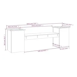vidaXL Gartenbank 184,5 x 39,5 x 56,5 cm Braun