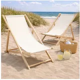 HAGO Gartenstuhl Strandliege Sonnenliege Liegestuhl Gartenstuhl Gartenliege Klappstuhl (4 St) beige