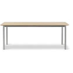 Fredericia Plan Esstisch, brushed steel / eiche hell geölt