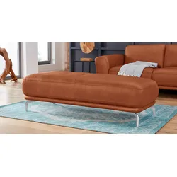 Hocker W.SCHILLIG "montanaa", braun (cognac z69), B:141cm H:42cm T:61cm, Hocker, mit Metallfüßen in Chrom glänzend, Breite 141 cm