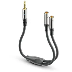 Sonero 3,5mm (4pin) auf 2x 3,5mm Kopfhörer Adapter Kabel 0,25m